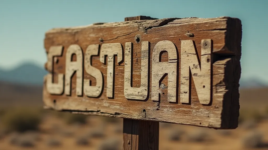 A weathered, hand-painted wooden gas station sign with faded lettering and the logo of a long-forgotten gas brand.