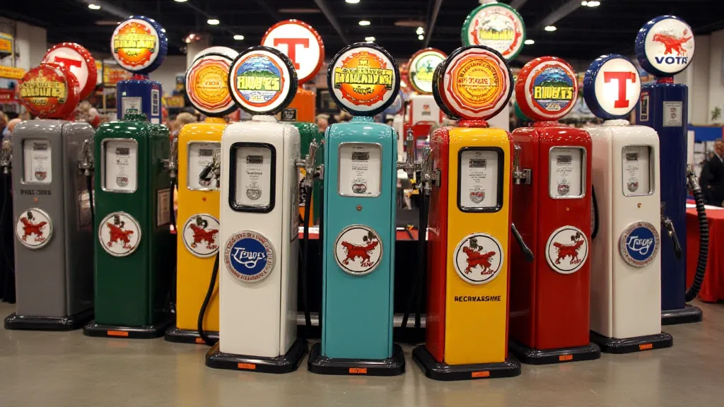 Vintage gas sign display at show.