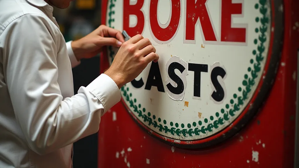 Restorer masking off lettering