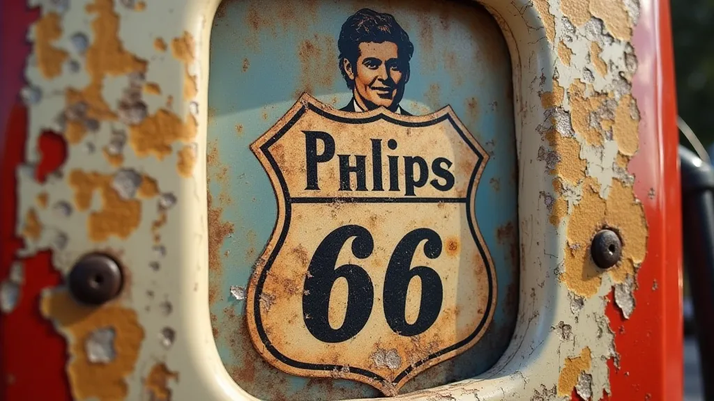 Weathered Phillips 66 gas sign