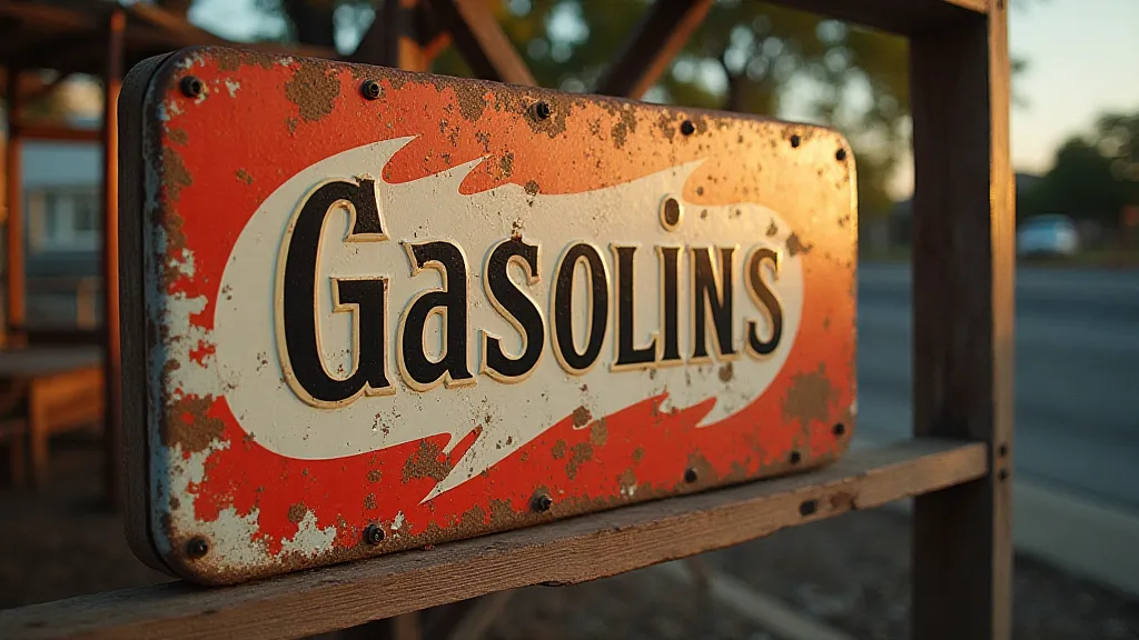 Restored gas pump sign displayed outdoors