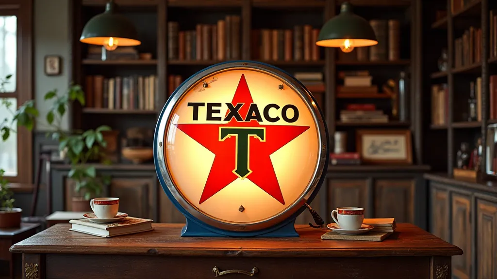Texaco sign in a home study