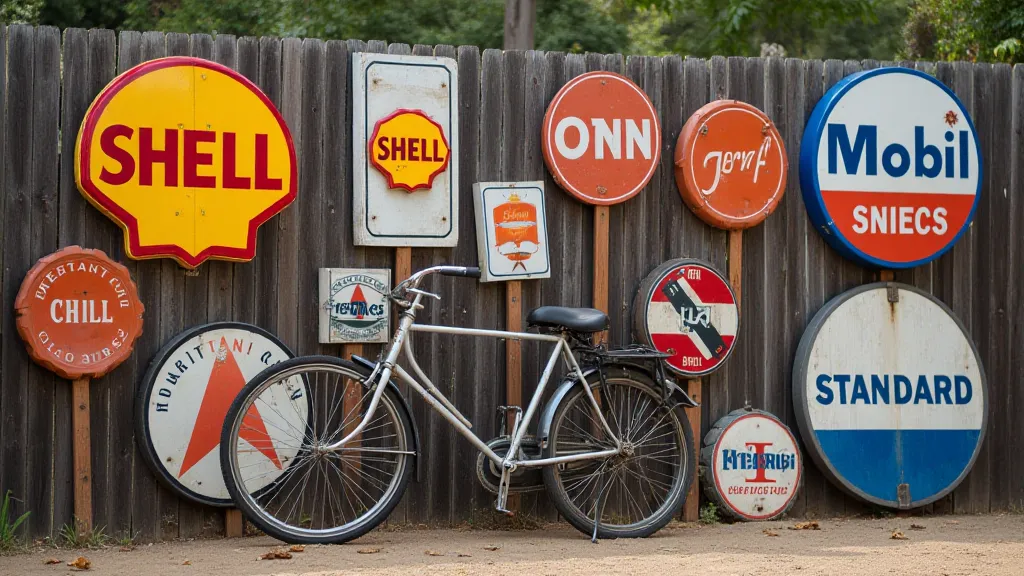 Multiple signs displayed on a wooden fence